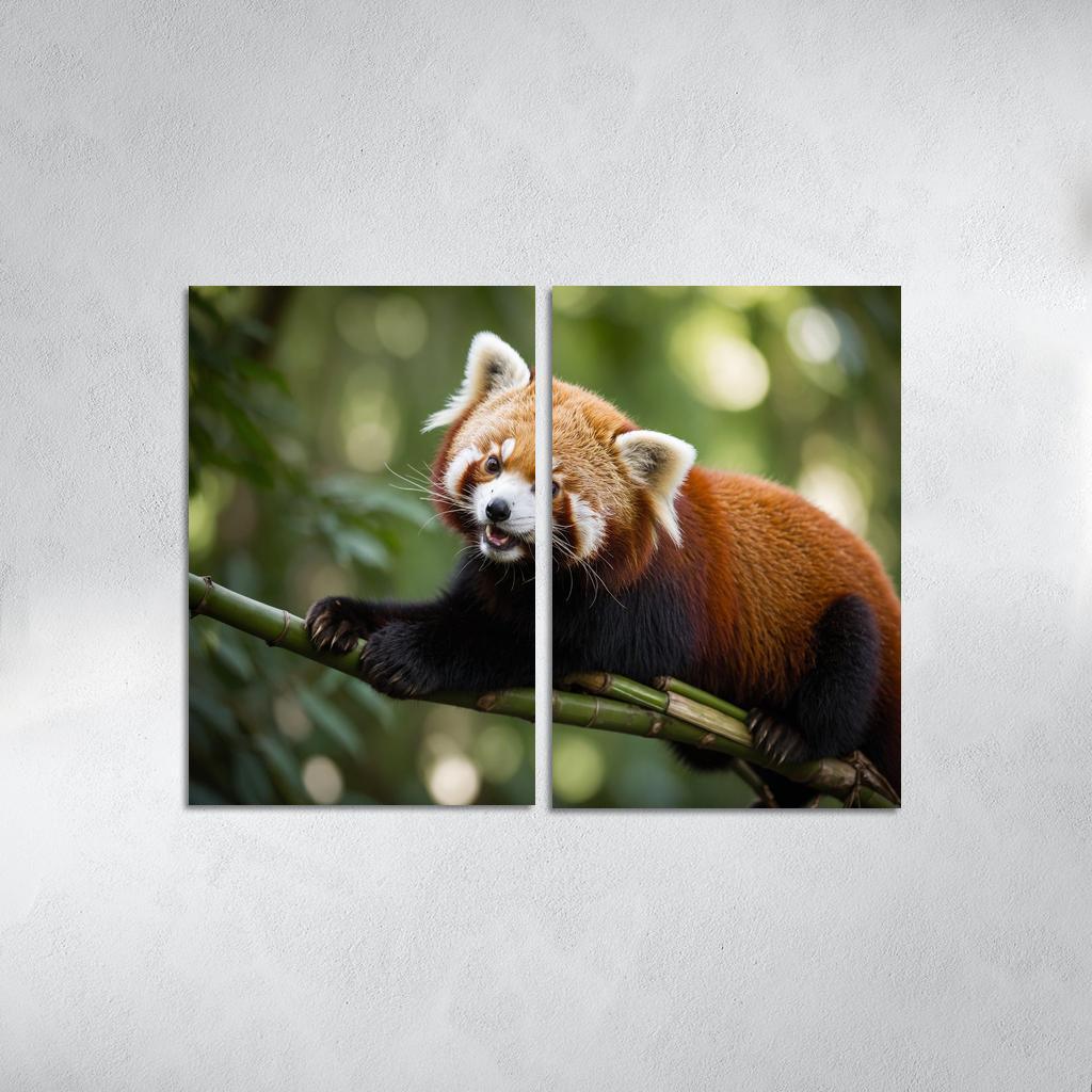 The Enigmatic Red Panda In The Bamboo Forest Framed Paintings