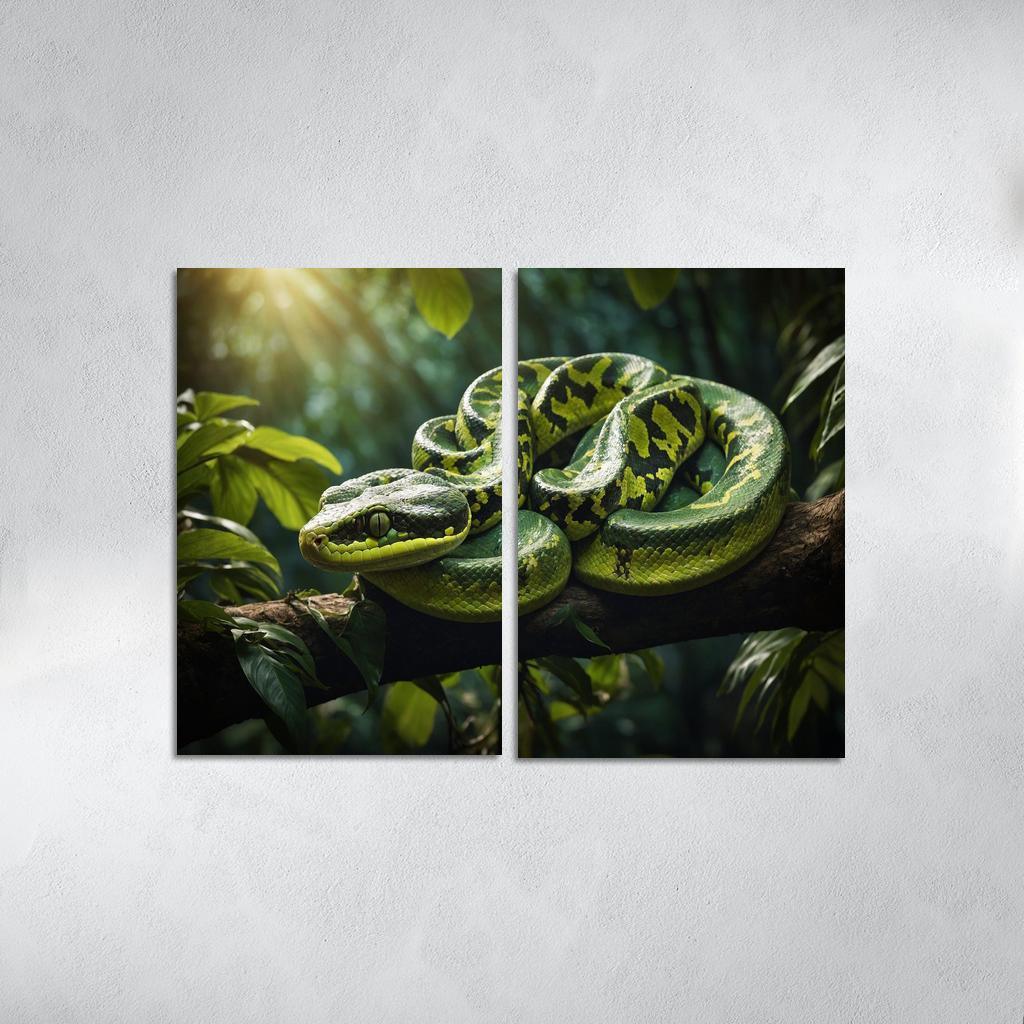 The Elegant Green Tree Python In A Tropical Setting Framed Paintings