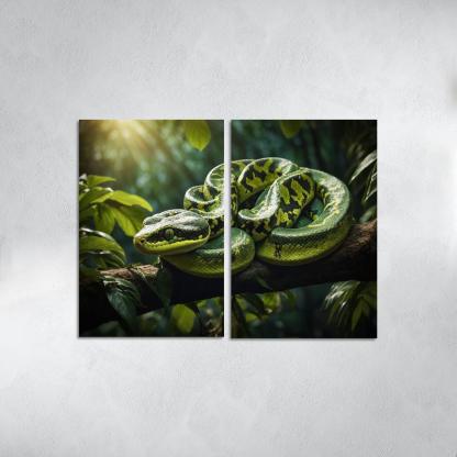 The Elegant Green Tree Python In A Tropical Setting Framed Paintings