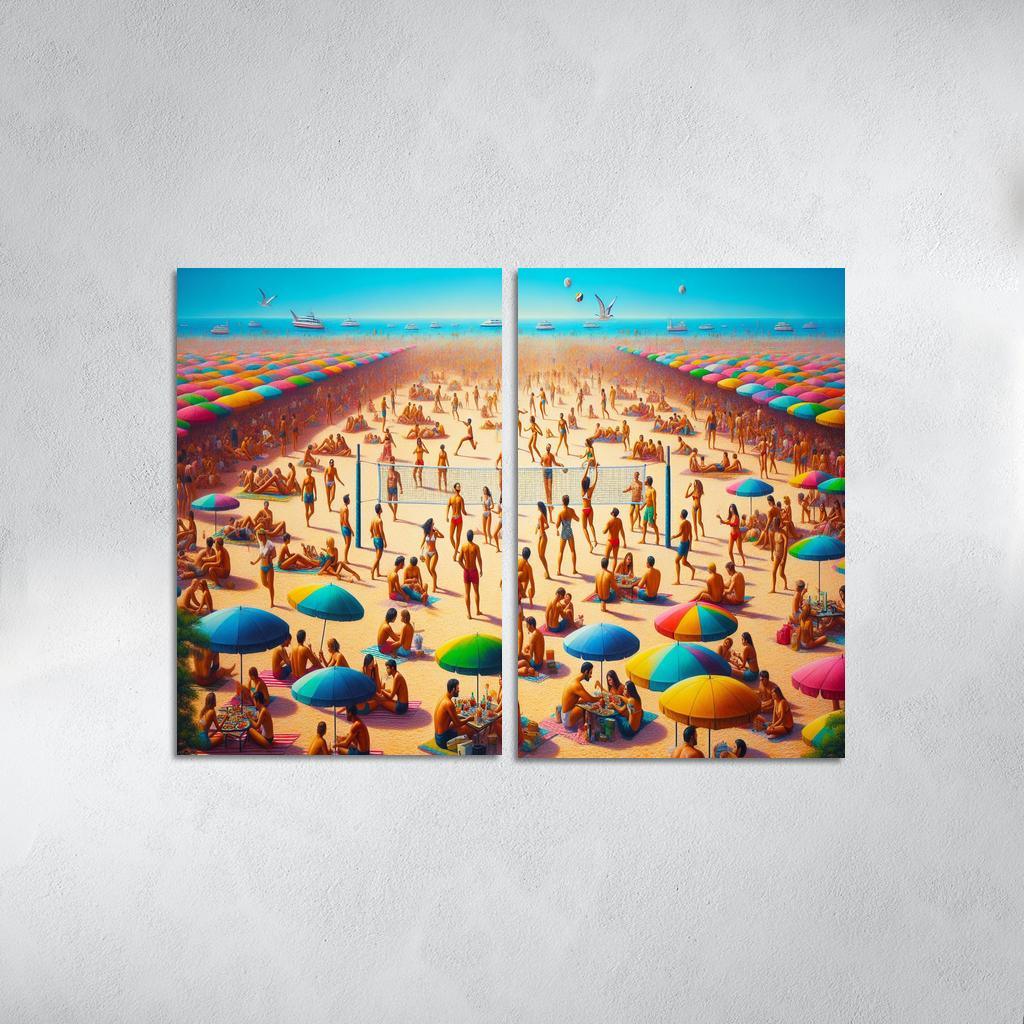 Sunny Retreat Vibrant Beach Life Abstract Paintings Frame