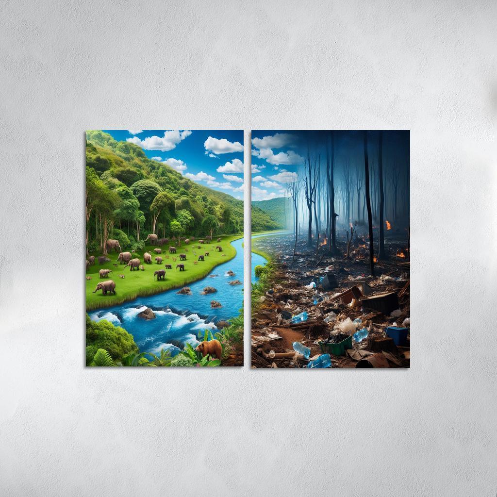 Nature's Cry Environmental Sustainability And Action Multi-panel Paintings