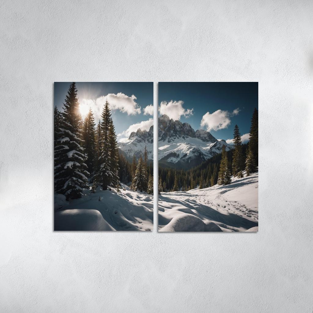 The Serene Peaks Of Snowy Mountain Range Multi-panel Paintings