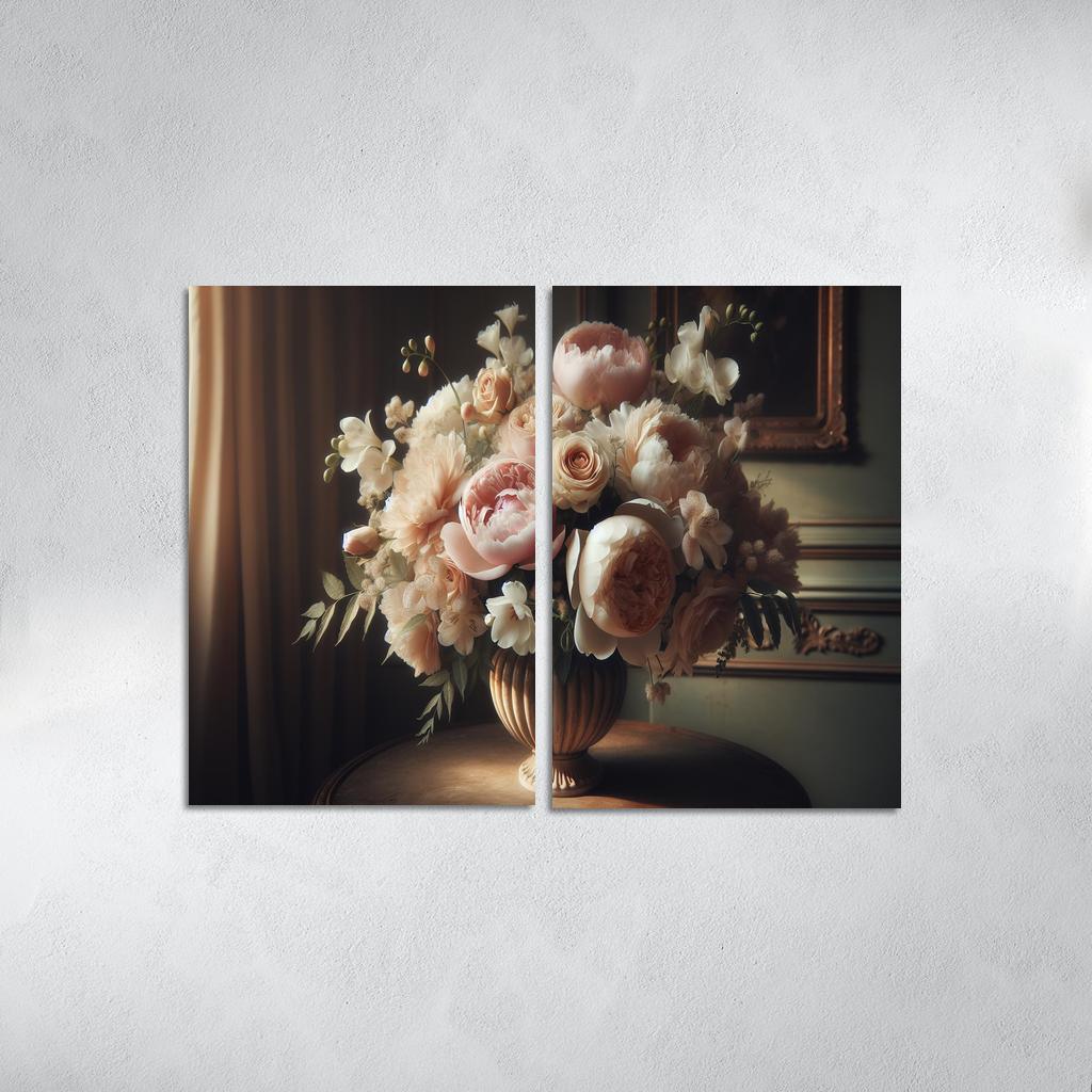 Victorian Romance A Nostalgic Floral Display 2 Piece HD Canvas Wall Art-Original Frame