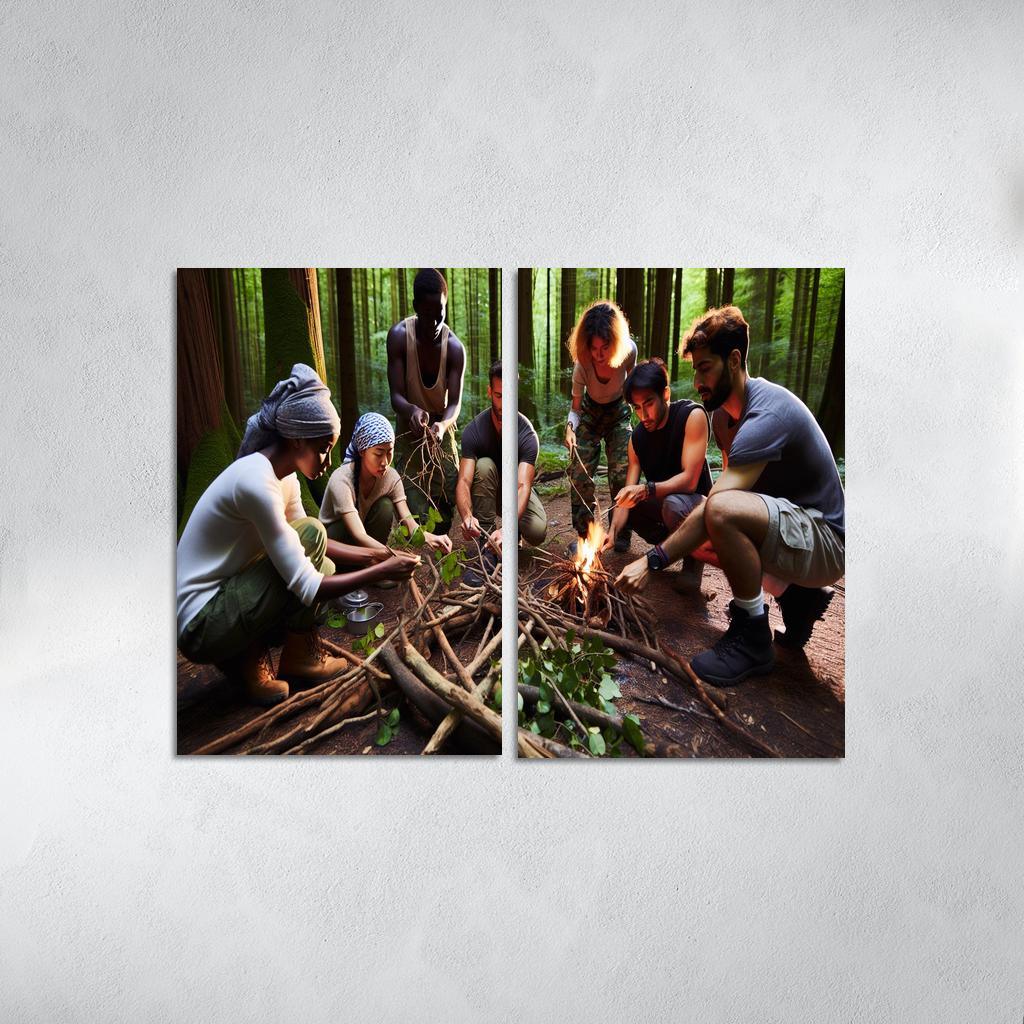Wilderness Survival Learn the Art of Survival Skills 2 Piece HD Canvas Wall Art-Original Frame