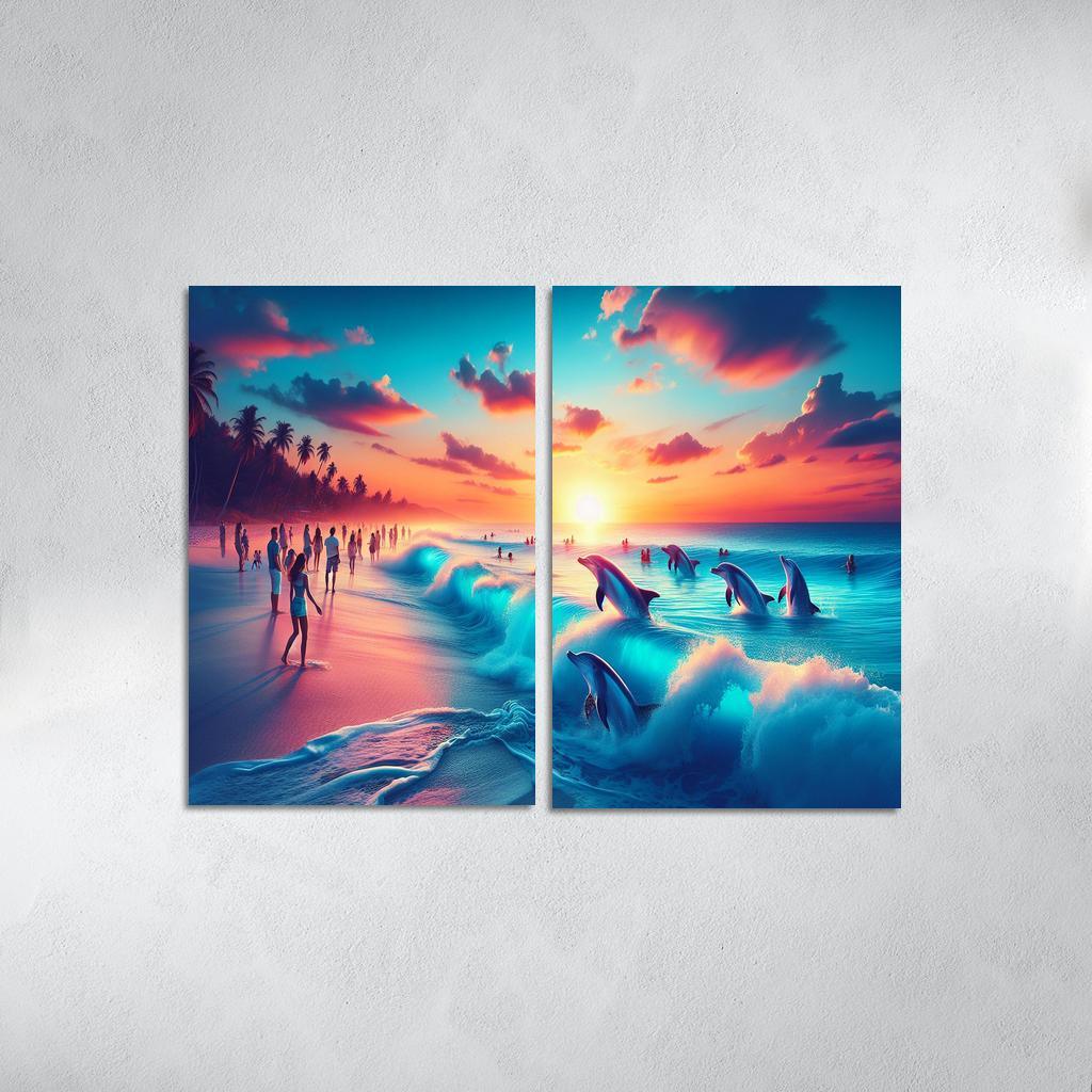 Cerulean Bliss Sunset And Wildlife Watching Premium Artwork Frames