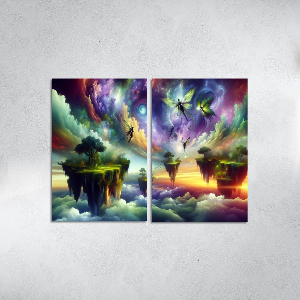 The Aetherium Realm A Dimension of Endless Skies 2 Piece HD Canvas Wall Art-Original Frame