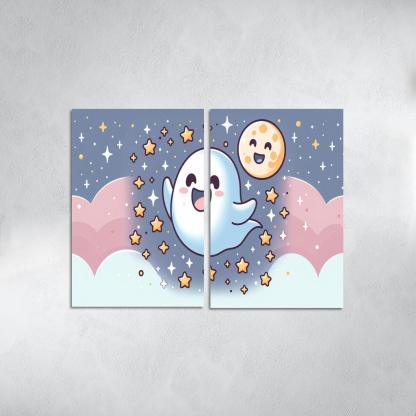 Giggly Ghost 2 Piece HD Canvas Wall Art-Original Frame