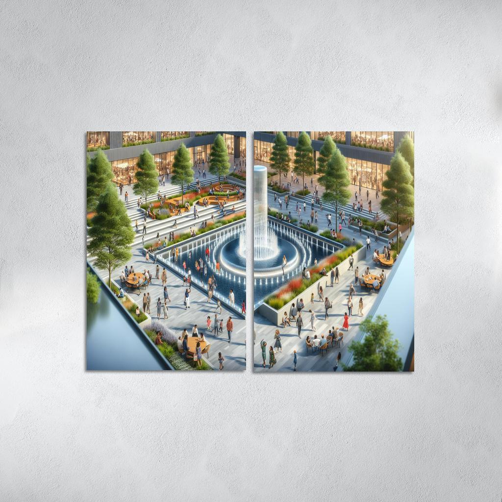 Dynamic Urban Water Features Custom Paintings Frame