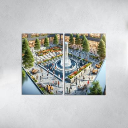 Dynamic Urban Water Features Custom Paintings Frame