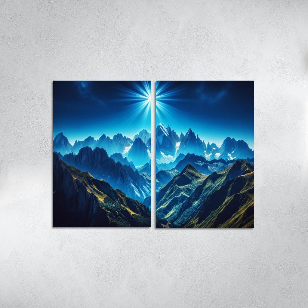 The Majestic Peaks Of Azure Mountain Range Custom Paintings Frame