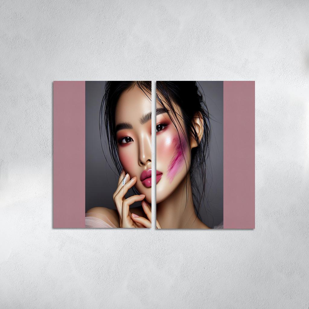 Monochrome Makeup Cohesive Looks 2 Piece HD Canvas Wall Art-Original Frame