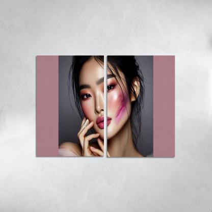 Monochrome Makeup Cohesive Looks 2 Piece HD Canvas Wall Art-Original Frame