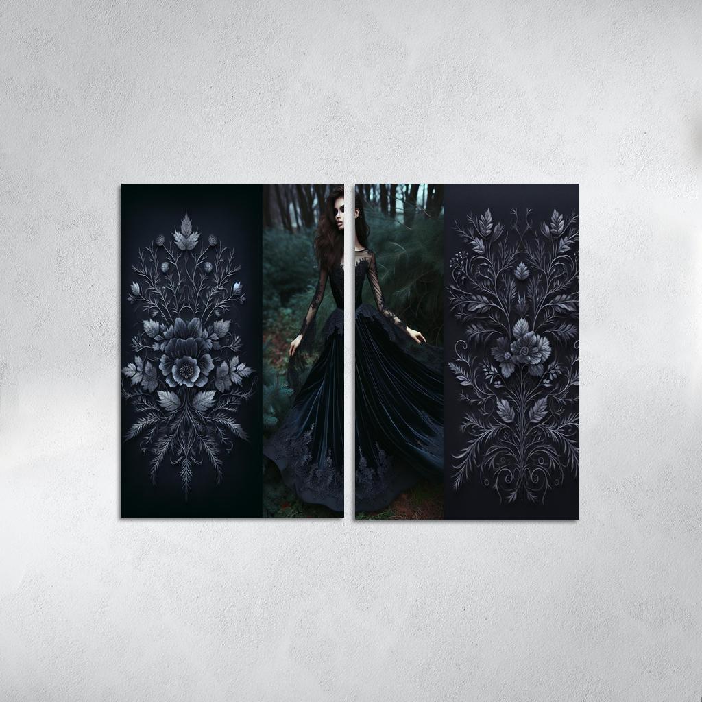 Gothic Romance Dark Elegance 2 Piece HD Canvas Wall Art-Original Frame