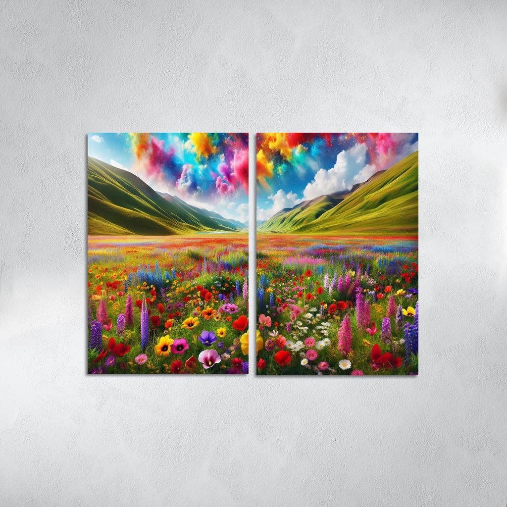 The Vibrant Blooms Of Rainbow Meadow Custom Paintings Frame