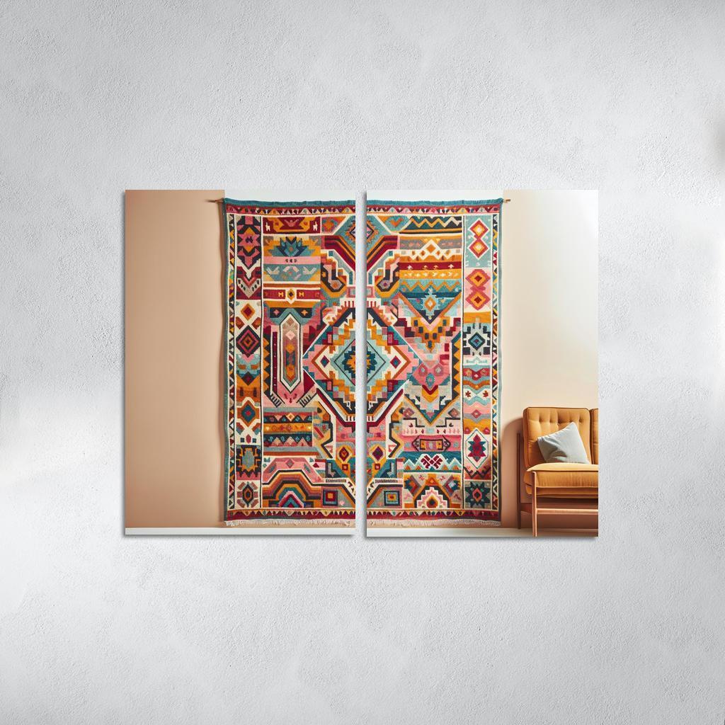 Bespoke Kilim Area Rug 2 Piece HD Canvas Wall Art-Original Frame