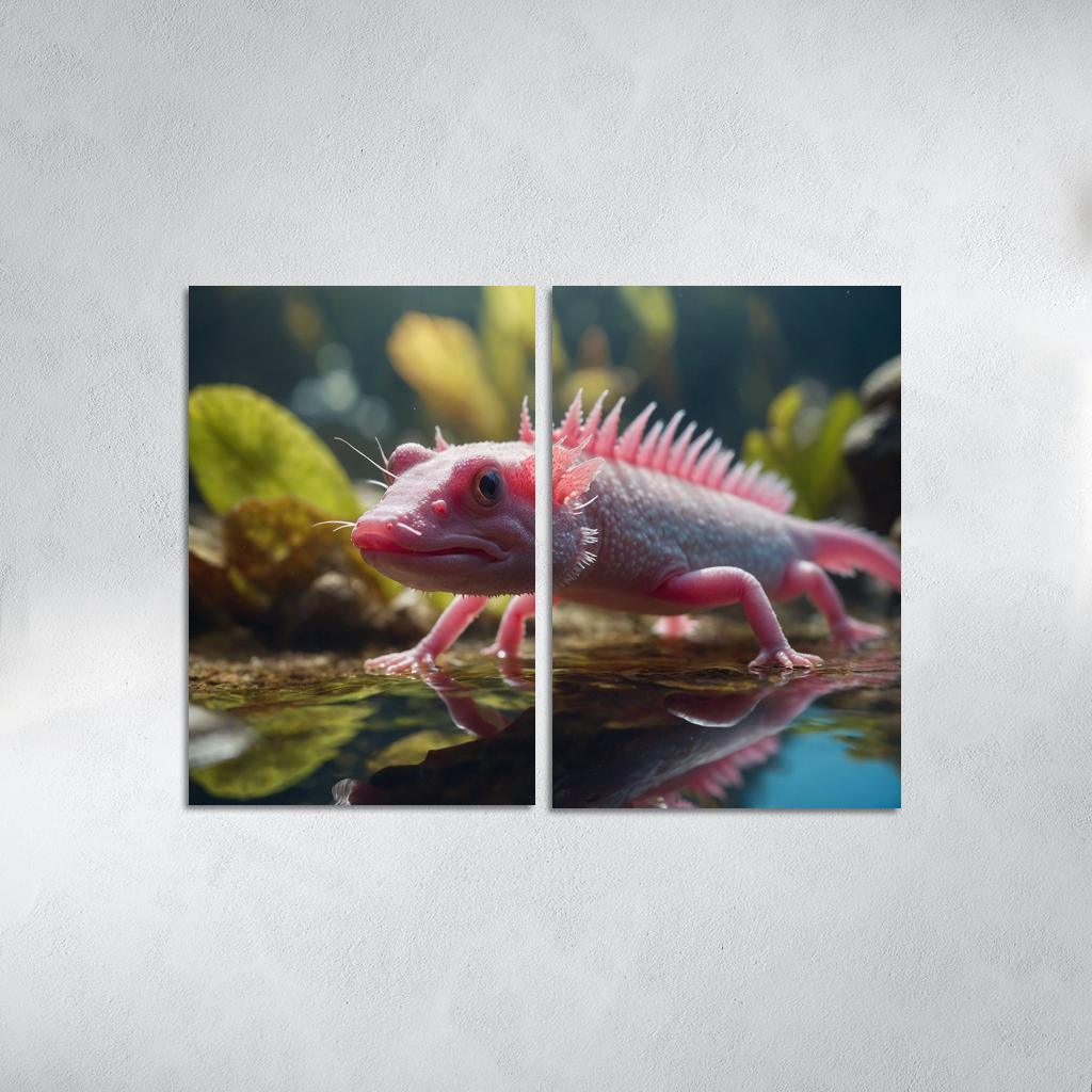 The Luminous Axolotl Underwater Marvel Of Regeneration Modern Paintings Frame
