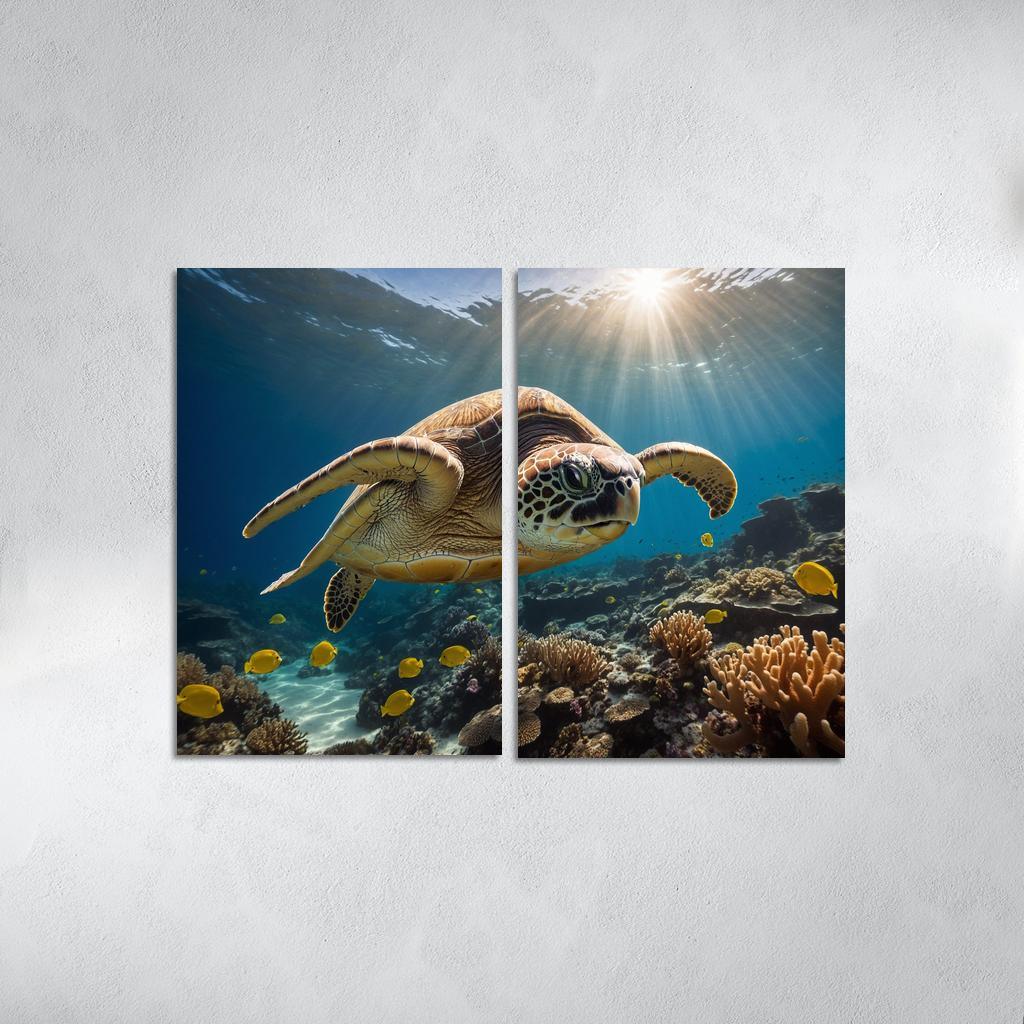 The Fascinating Great Barrier Reef Turtle Ancient Navigator Oil Paintings Frame