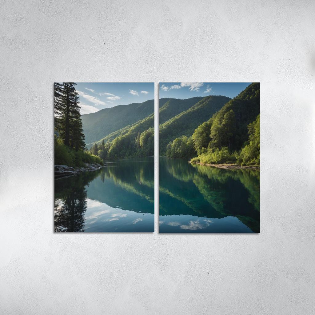 The Mesmerizing View Of Crystal Blue Lakes Oil Paintings Frame