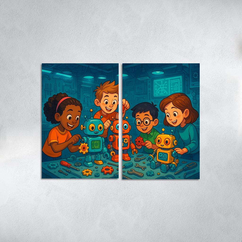 Robot Builders - Stem Creativity Panel Framed Paintings