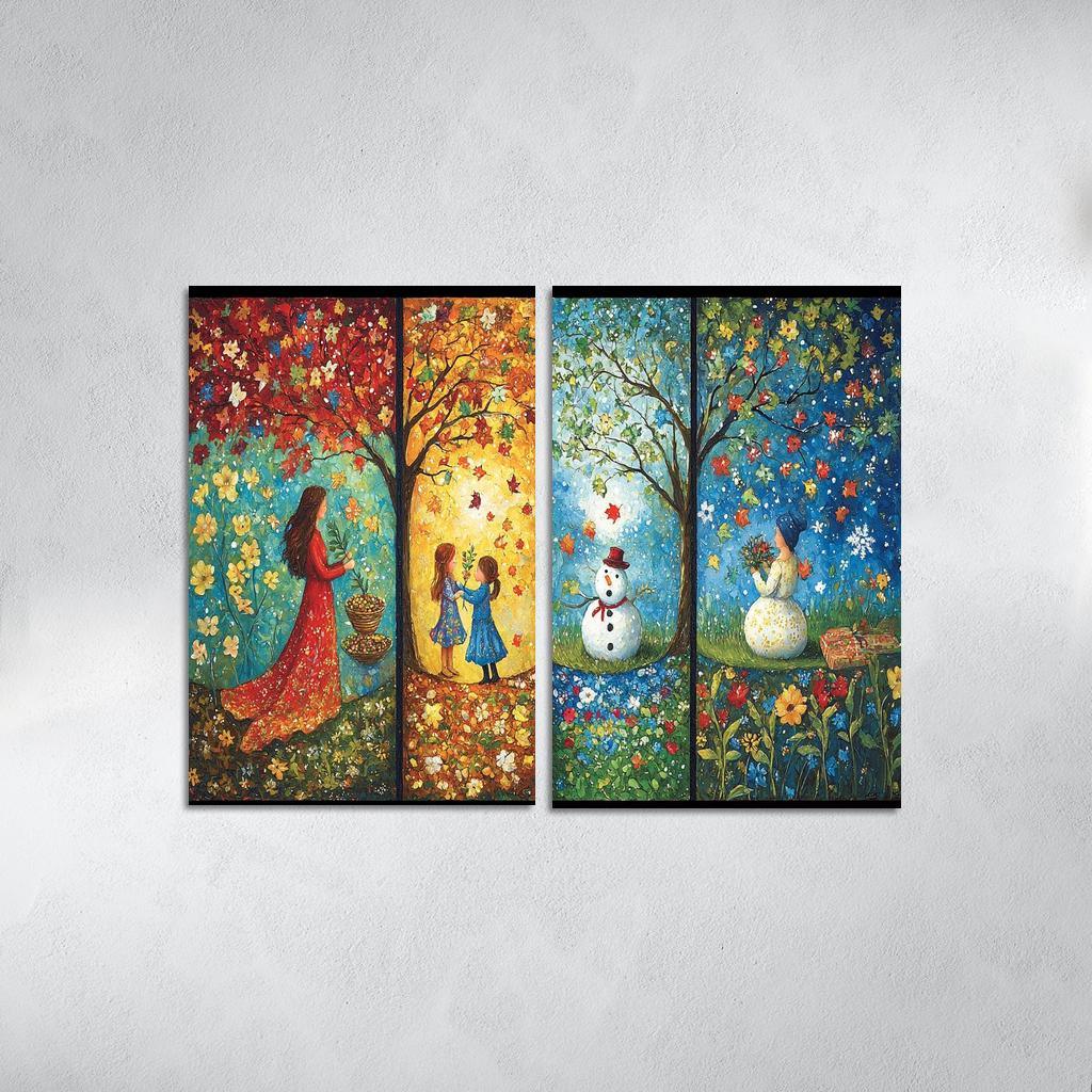 Seasons Of Growth Nurtured By A Mothers Care Custom Paintings Frame
