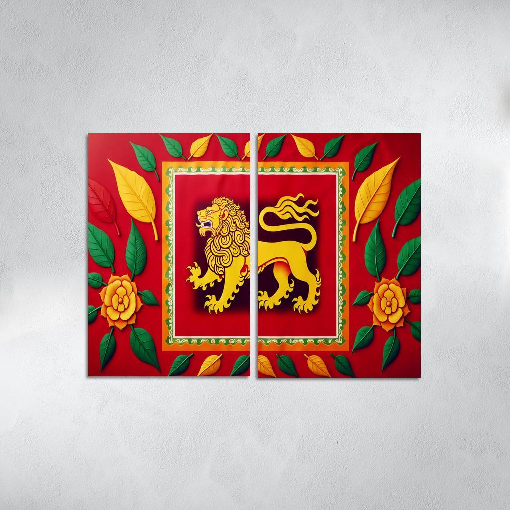 Legacy of Peace The Flag of Sri Lanka 2 Piece HD Canvas Wall Art-Original Frame