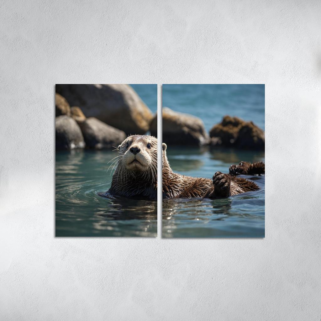 The Playful Sea Otter In Coastal Waters Canvas Paintings Frame
