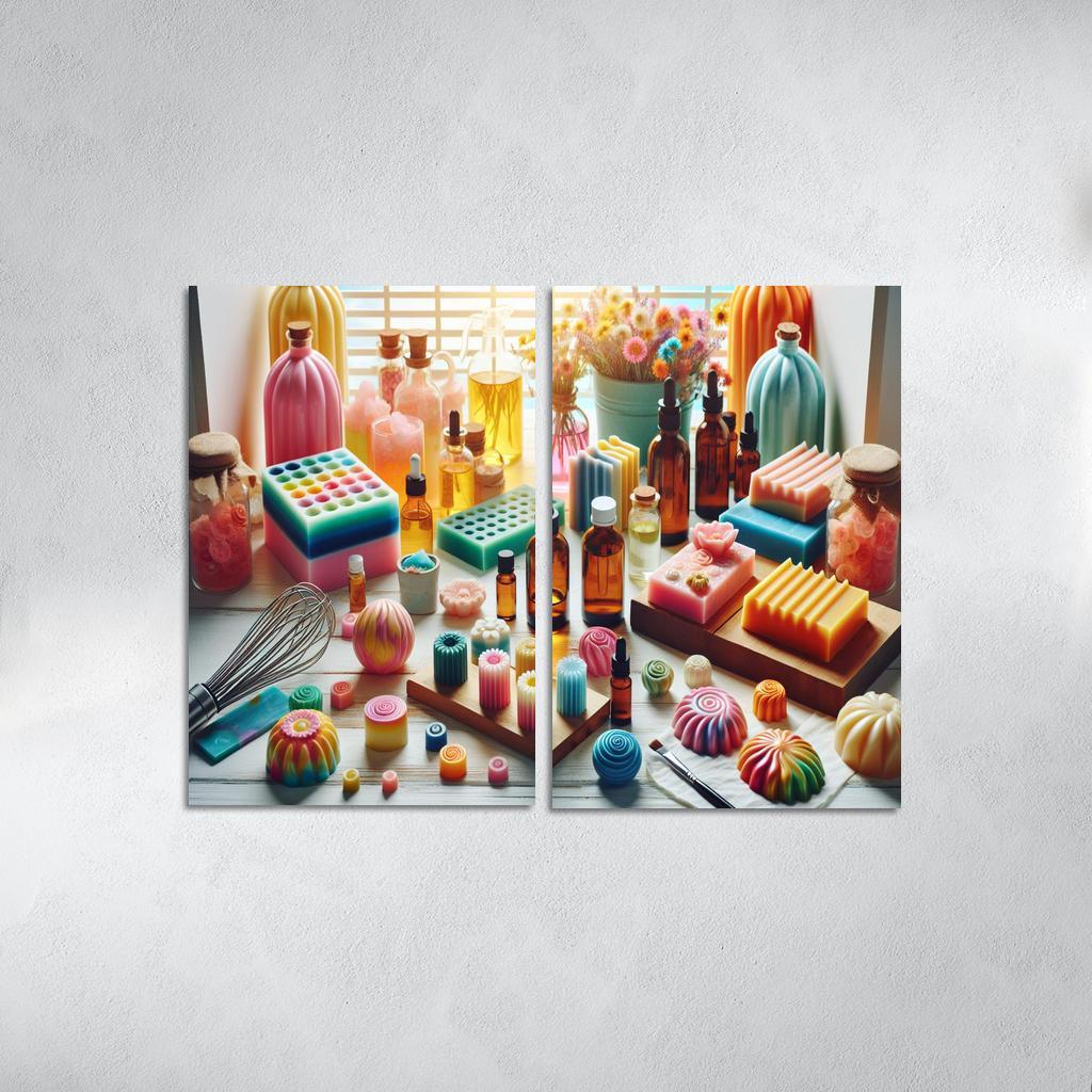 Soap Making Craft Your Own Luxurious Cleansers 2 Piece HD Canvas Wall Art-Original Frame