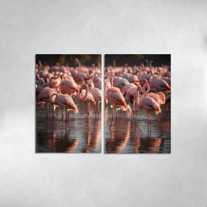 The Graceful Flamingo In Shallow Waters Framed Paintings