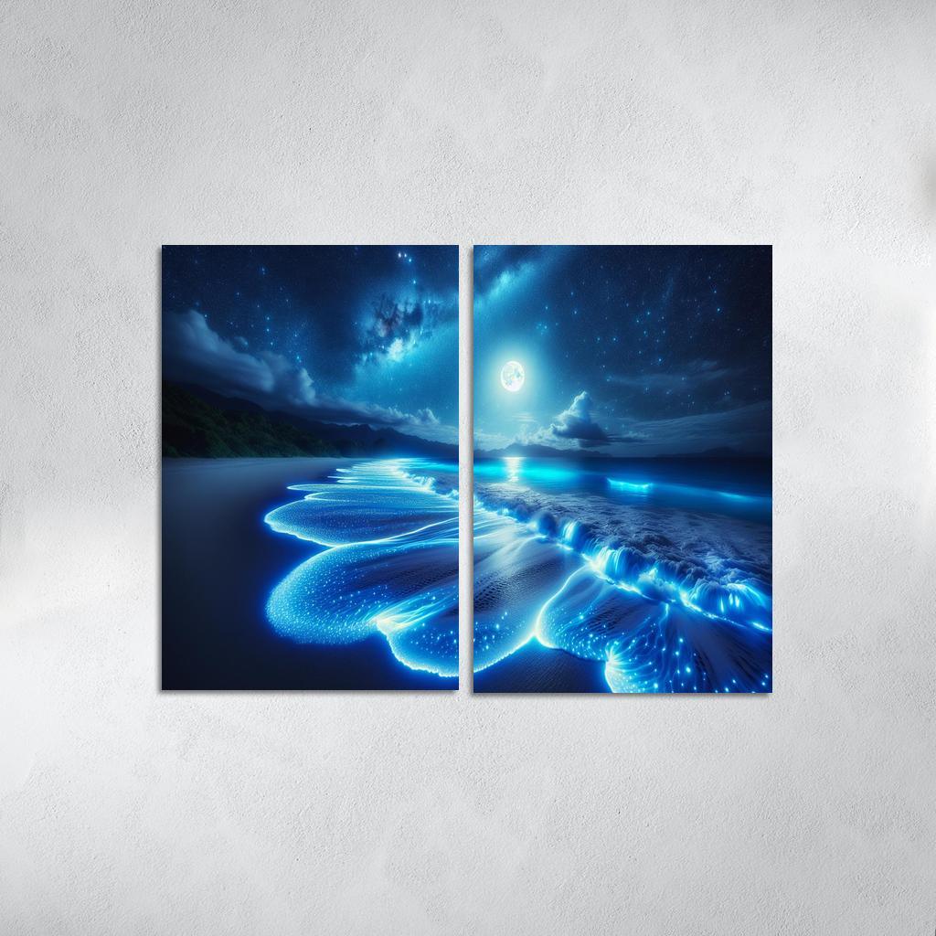 Mystic Moonlight Beach Modern Paintings Frame