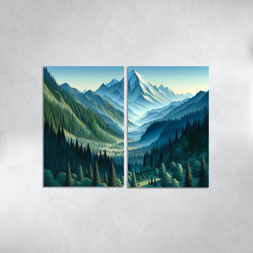 Mountain Serenity Retreat 2 Piece HD Canvas Wall Art-Original Frame