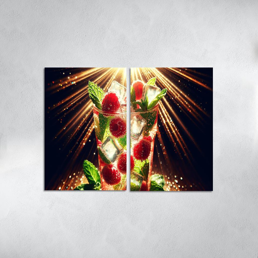Raspberry Mint Sparkler 2 Piece HD Canvas Wall Art-Original Frame