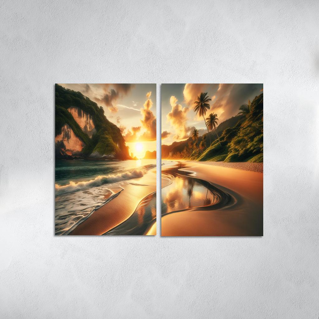 Crescent Moon Beach A Hidden Paradise Modern Paintings Frame