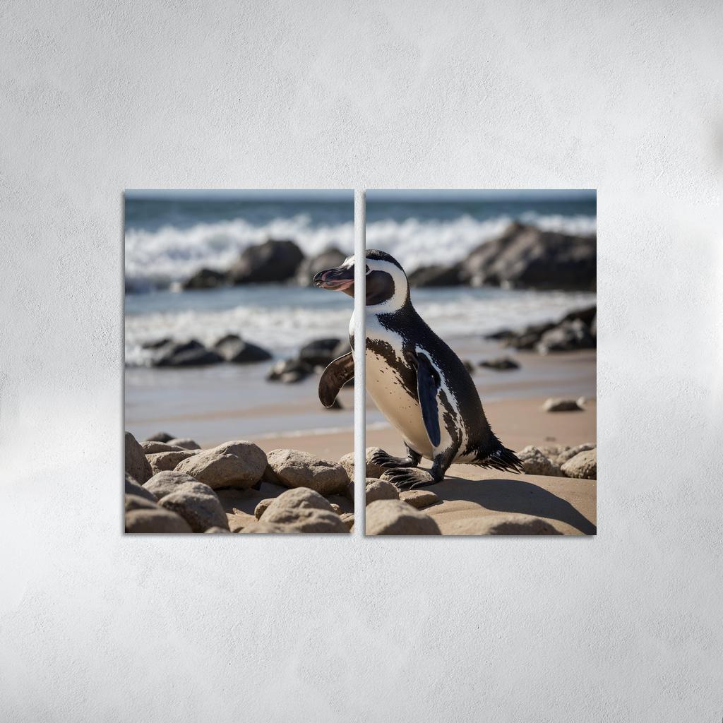 The Magnificent African Penguin The Black-footed Wonder Oil Paintings Frame