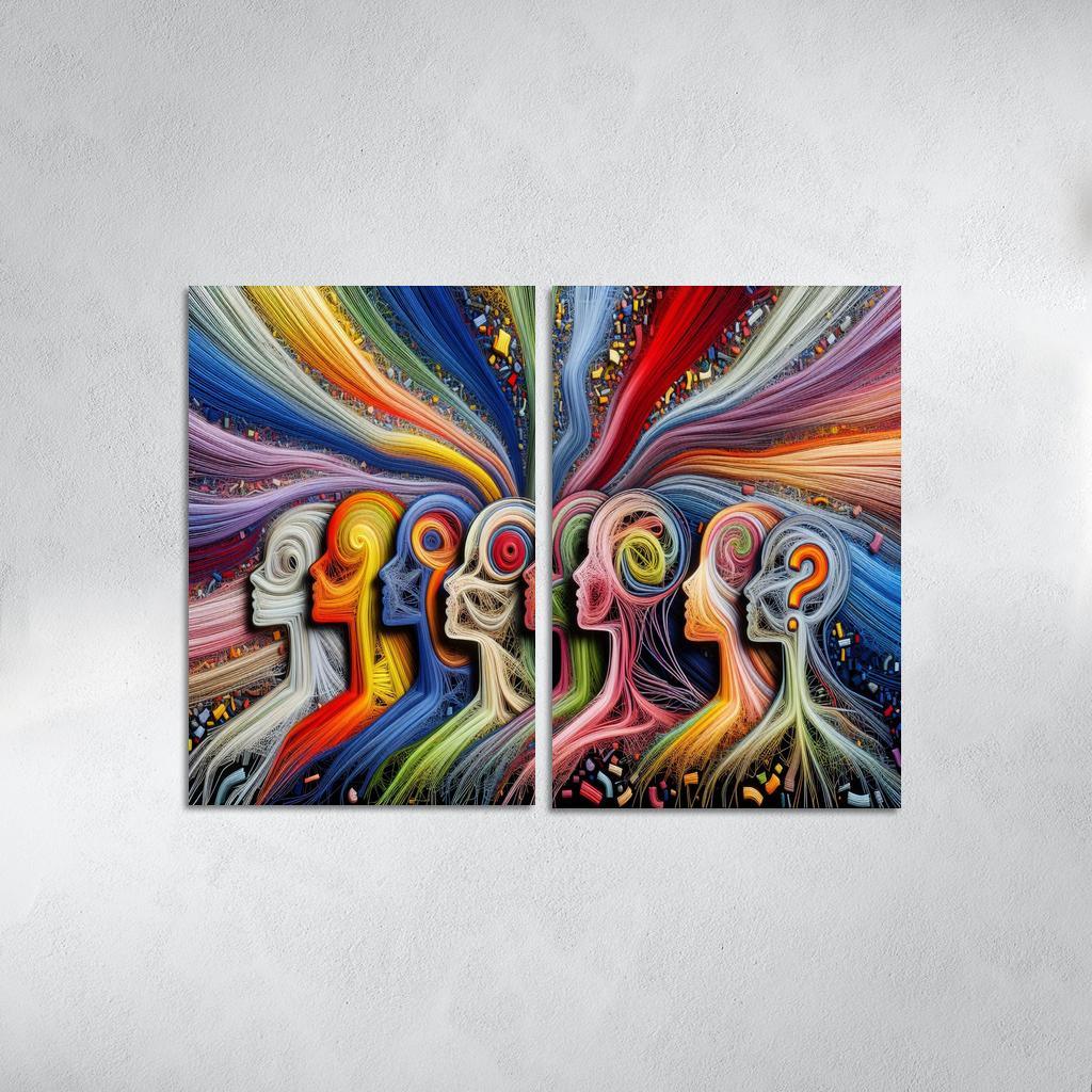 Threads of Resilience Art on Mental Health Awareness 2 Piece HD Canvas Wall Art-Original Frame