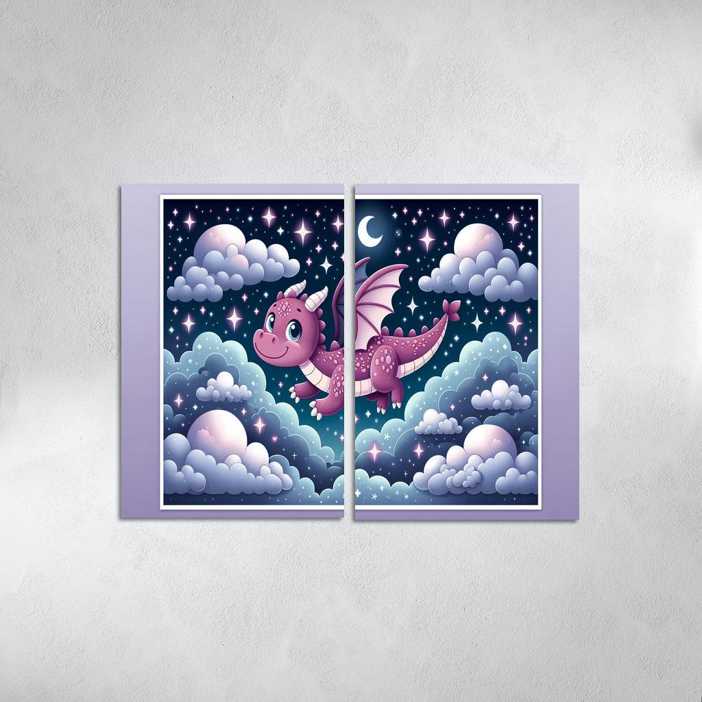 Dreamy Dragon 2 Piece HD Canvas Wall Art-Original Frame