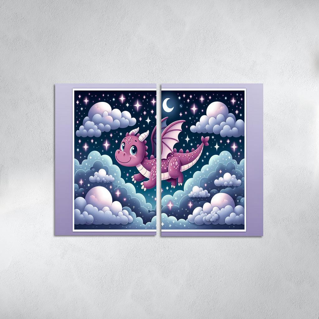 Dreamy Dragon 2 Piece HD Canvas Wall Art-Original Frame
