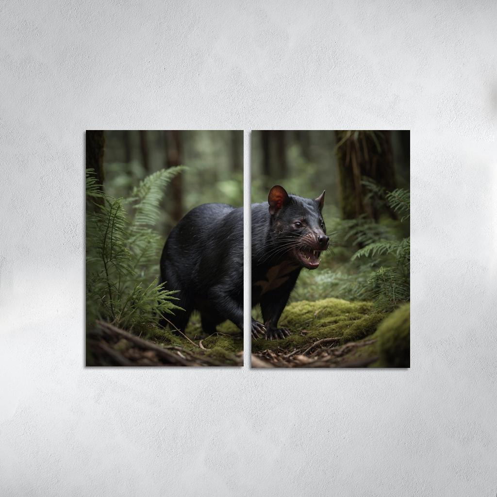 The Striking Tasmanian Devil In The Wilderness Framed Paintings