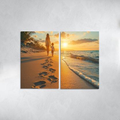 Footprints In The Sand A Mothers Guiding Steps Canvas Paintings Frame