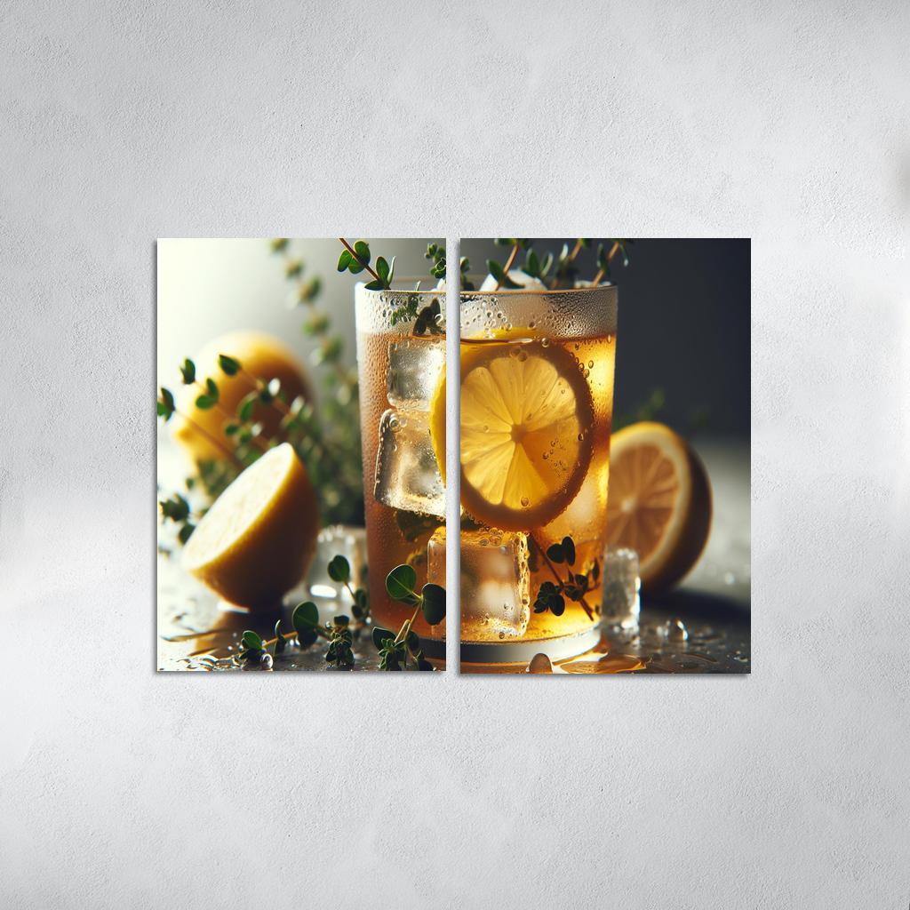 Lemon Thyme Infused Iced Tea 2 Piece HD Canvas Wall Art-Original Frame