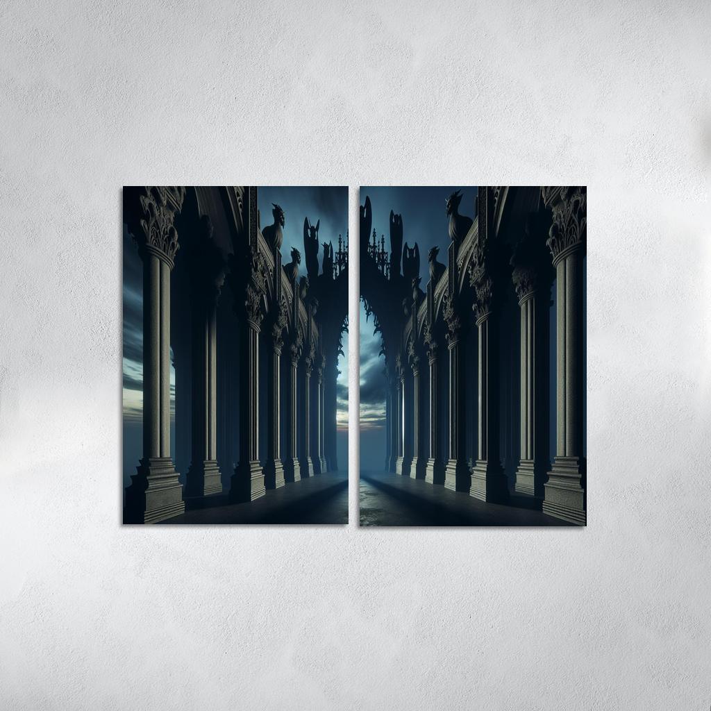 Sinister Arches The Gateway to the Unknown 2 Piece HD Canvas Wall Art-Original Frame