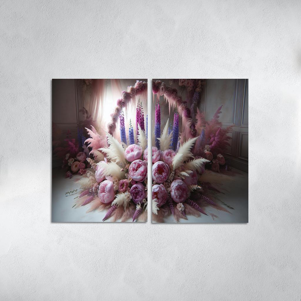 Ethereal Garden A Fairy Tale Floral Display 2 Piece HD Canvas Wall Art-Original Frame