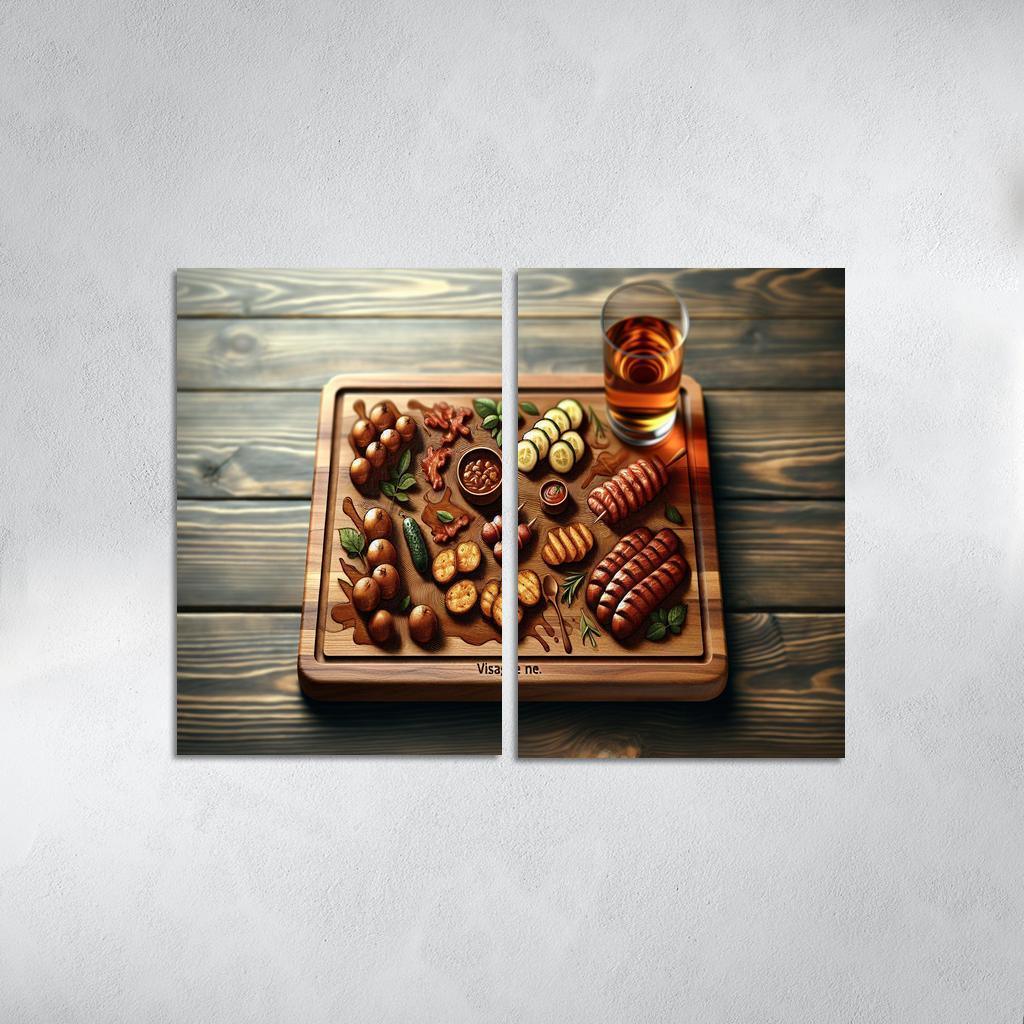 Artisan Wood Serving Board 2 Piece HD Canvas Wall Art-Original Frame