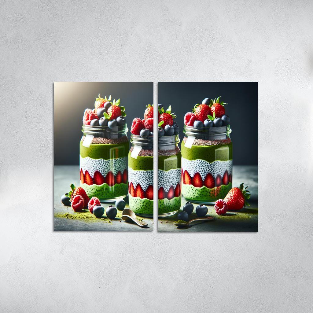 Matcha Chia Seed Pudding 2 Piece HD Canvas Wall Art-Original Frame