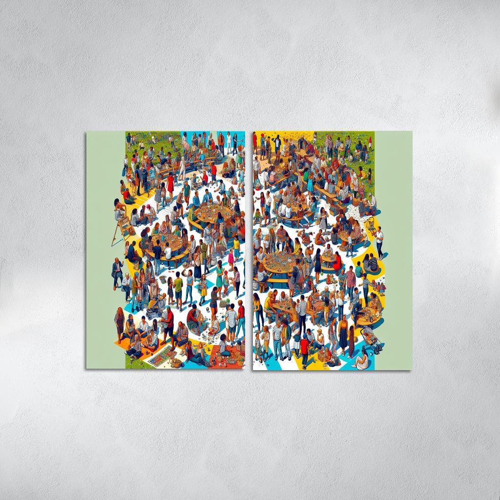 Shared Spaces Celebrating Community And Togetherness Multi-panel Paintings