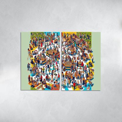 Shared Spaces Celebrating Community And Togetherness Multi-panel Paintings