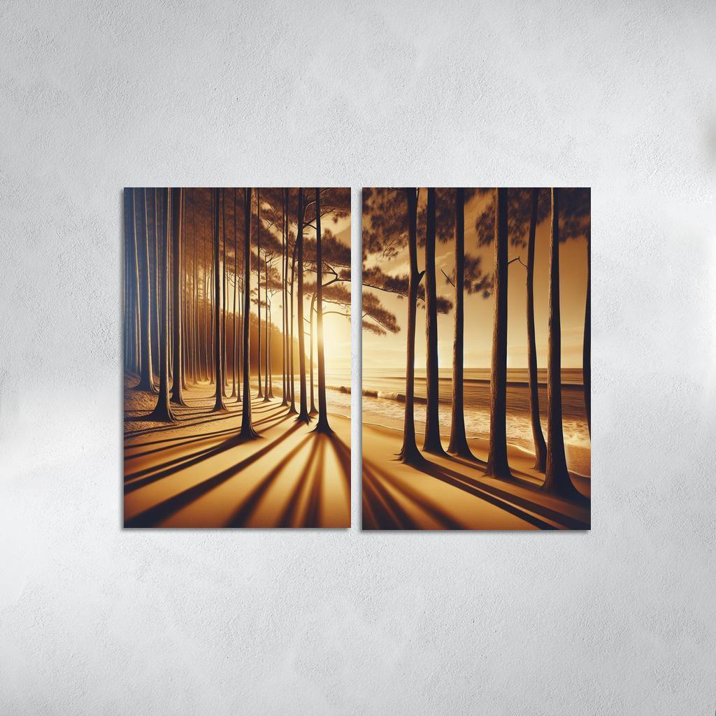 Whispering Pines Forest Meets Shore Abstract Paintings Frame