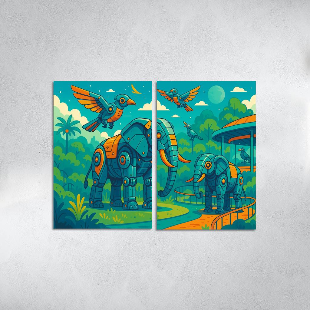 Robot Zoo - Mechanical Animal World Framed Paintings