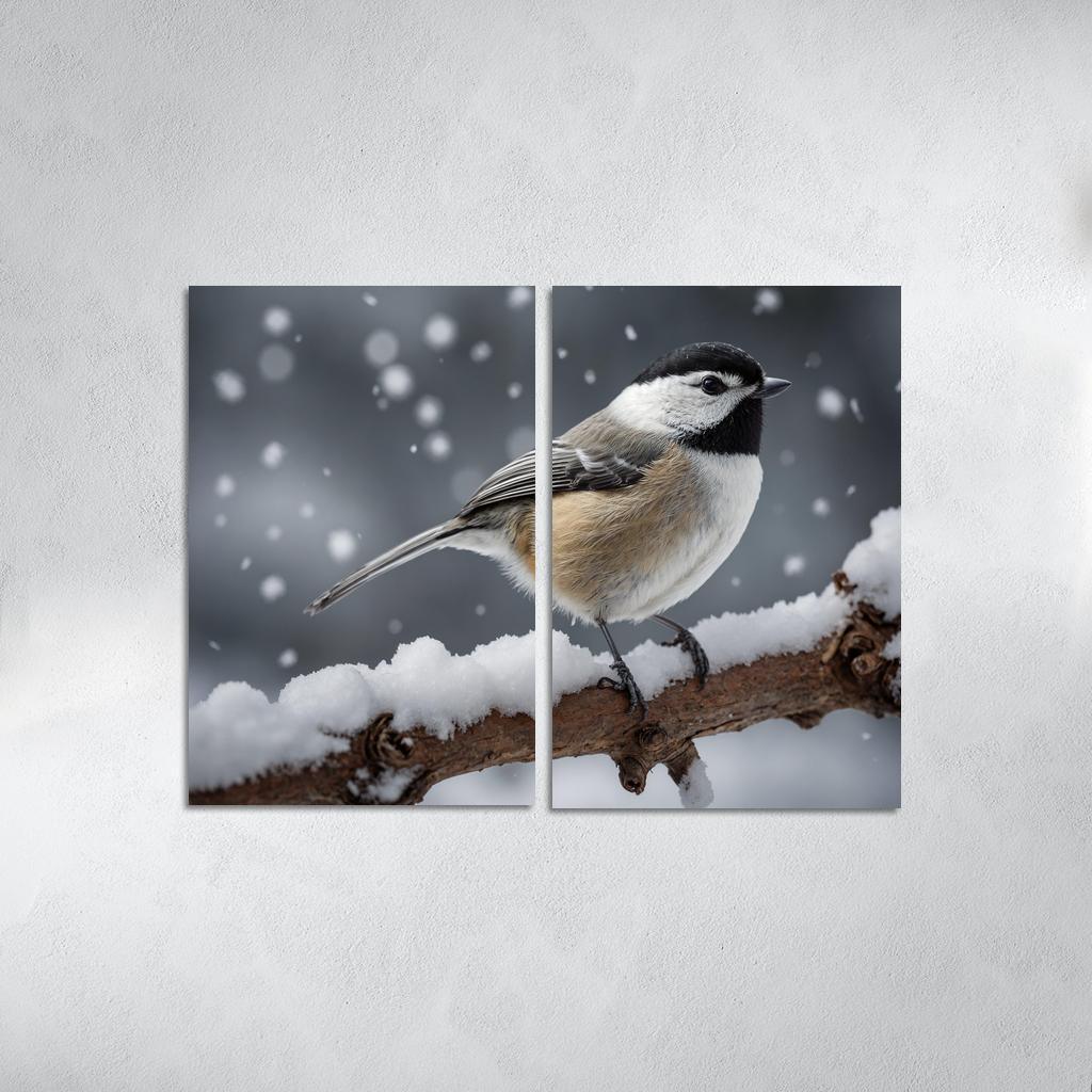 The Elegant Black-capped Chickadee In The Winter Canvas Paintings Frame