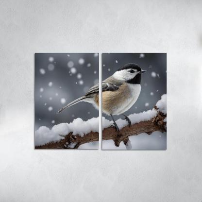 The Elegant Black-capped Chickadee In The Winter Canvas Paintings Frame