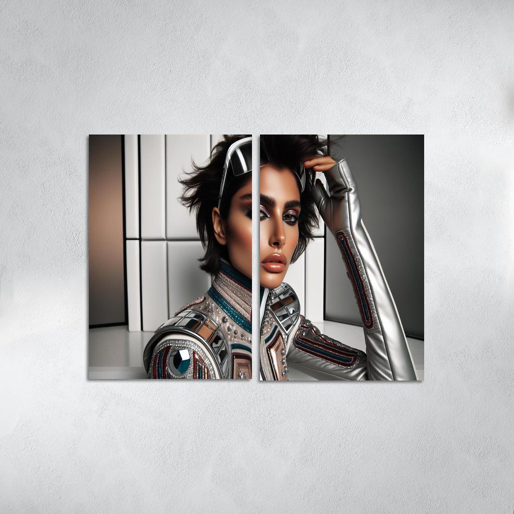 Retro Futurism Fashioning the Future 2 Piece HD Canvas Wall Art-Original Frame